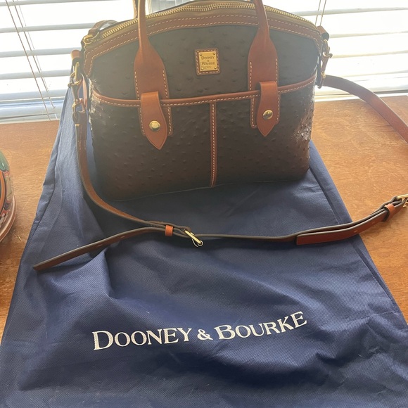 Dooney & Bourke Brown Ostrich Domed Satchel - Picture 4 of 4